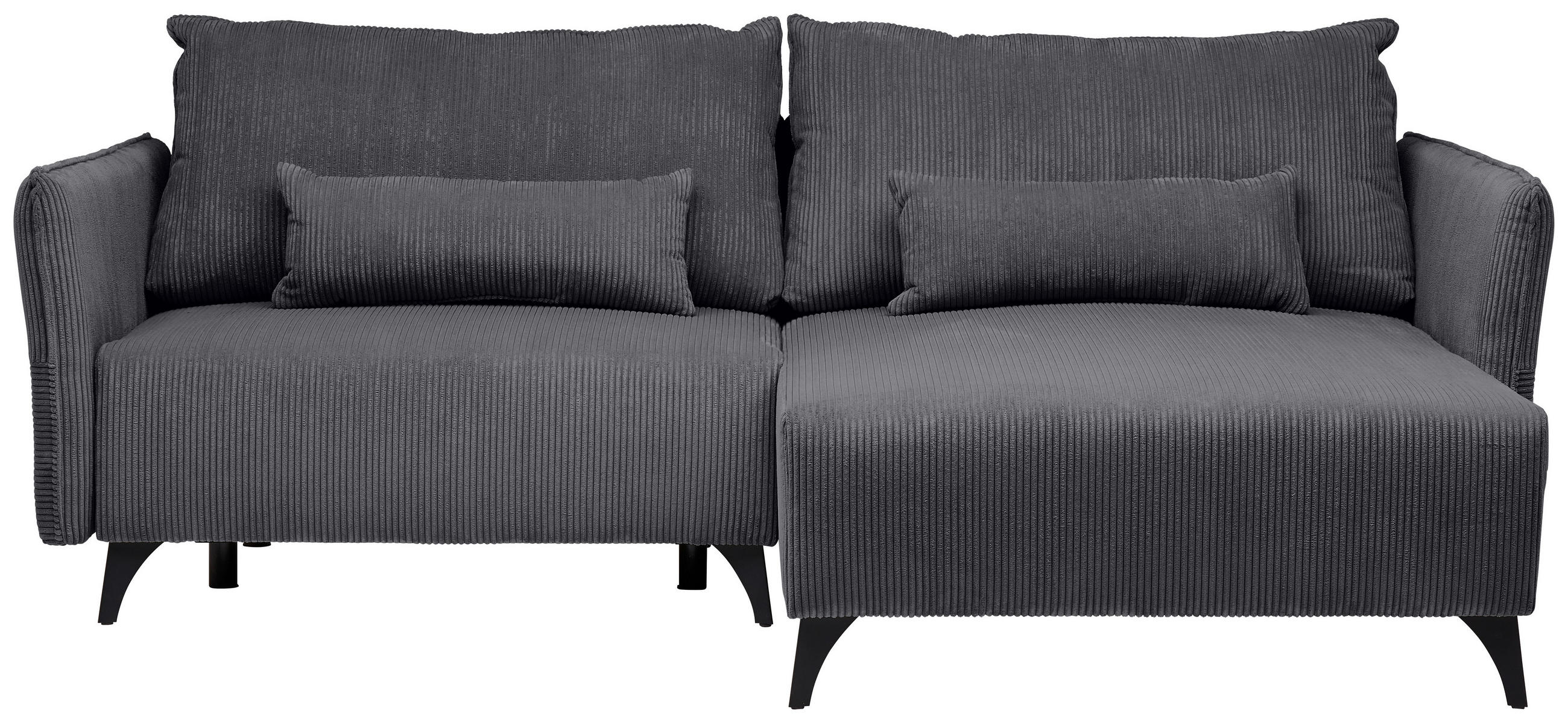 ECKSOFA Graphitfarben Cord  - Schwarz/Graphitfarben, Design, Textil/Metall (254/175cm) - Stylife