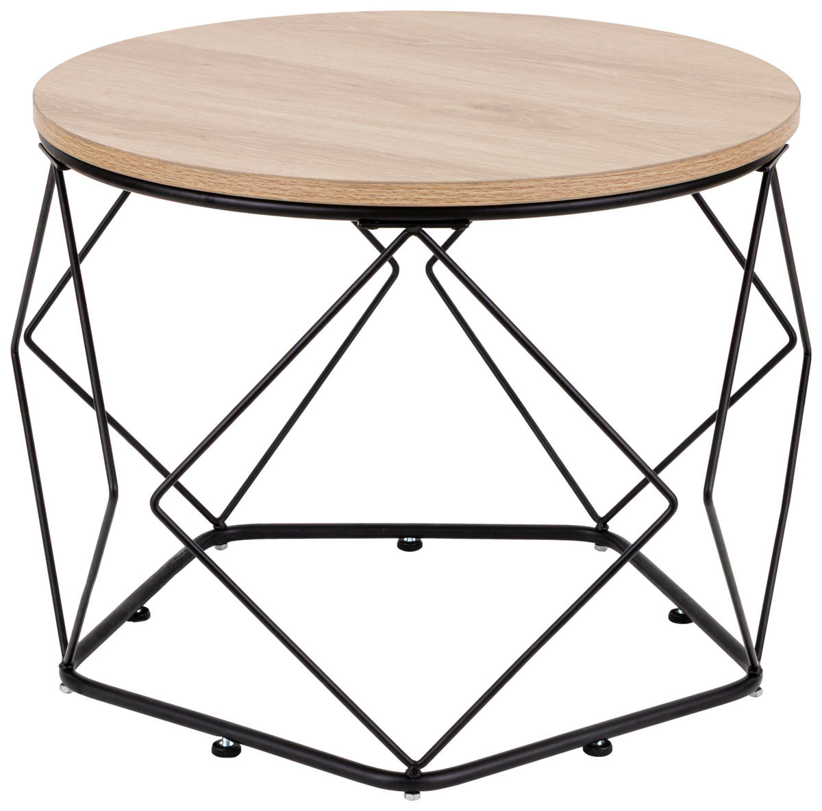 COUCHTISCH rund Schwarz, Eichefarben  - Eichefarben/Schwarz, Design, Holzwerkstoff/Metall (50/40/40/36/50/40cm) - MID.YOU