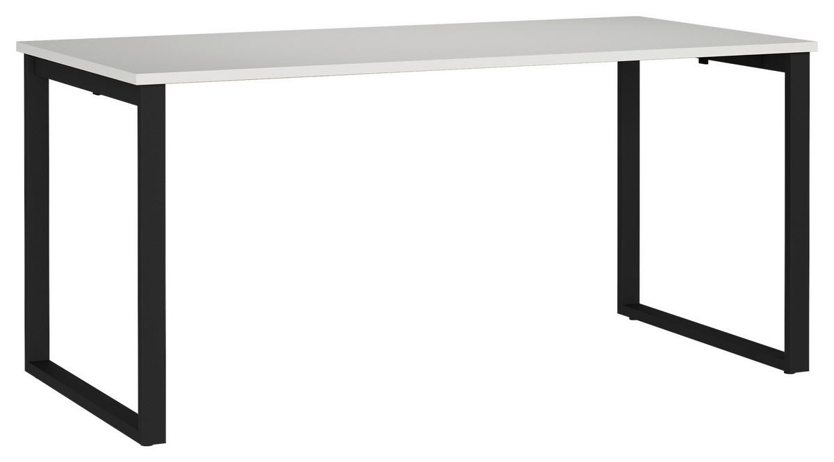 SCHREIBTISCH 160/80/75 cm Schwarz, Hellgrau in verschiedenen Holz-Dekoren erhältlich, justierbare Füße  - Hellgrau/Schwarz, MODERN, Holzwerkstoff/Metall (160/80/75cm) - Novel