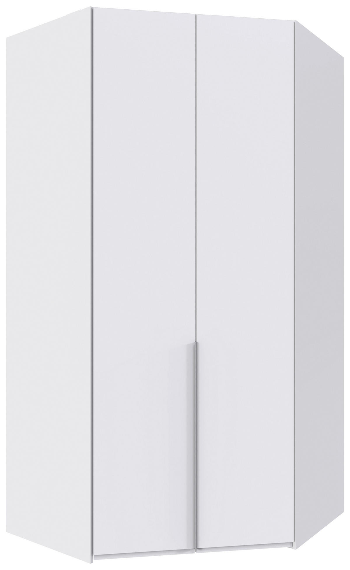 ECKKLEIDERSCHRANK 120/236/120 cm  - Weiss/Alufarben, Modern, Holzwerkstoff/Metall (120/236/120cm) - MID.YOU