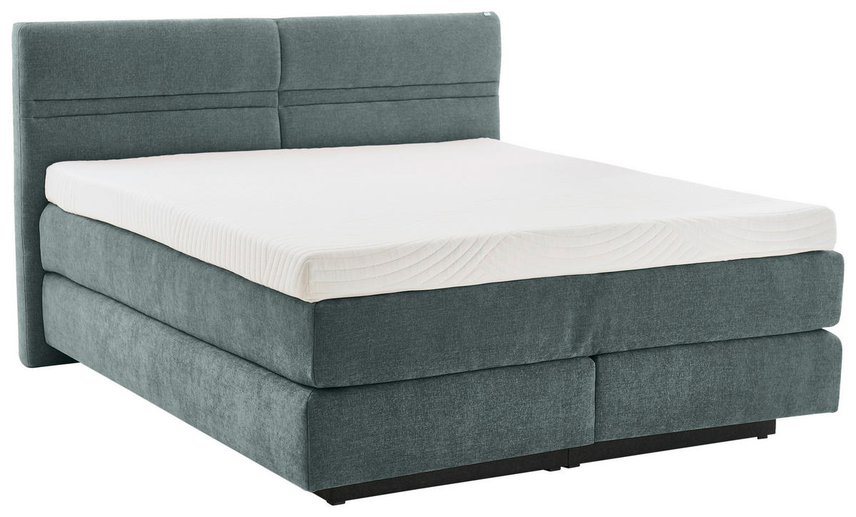 BOXSPRINGBETT 180/200 cm  Graugrün  - Schwarz/Graugrün, Modern, Textil (180/200cm) - Hukla
