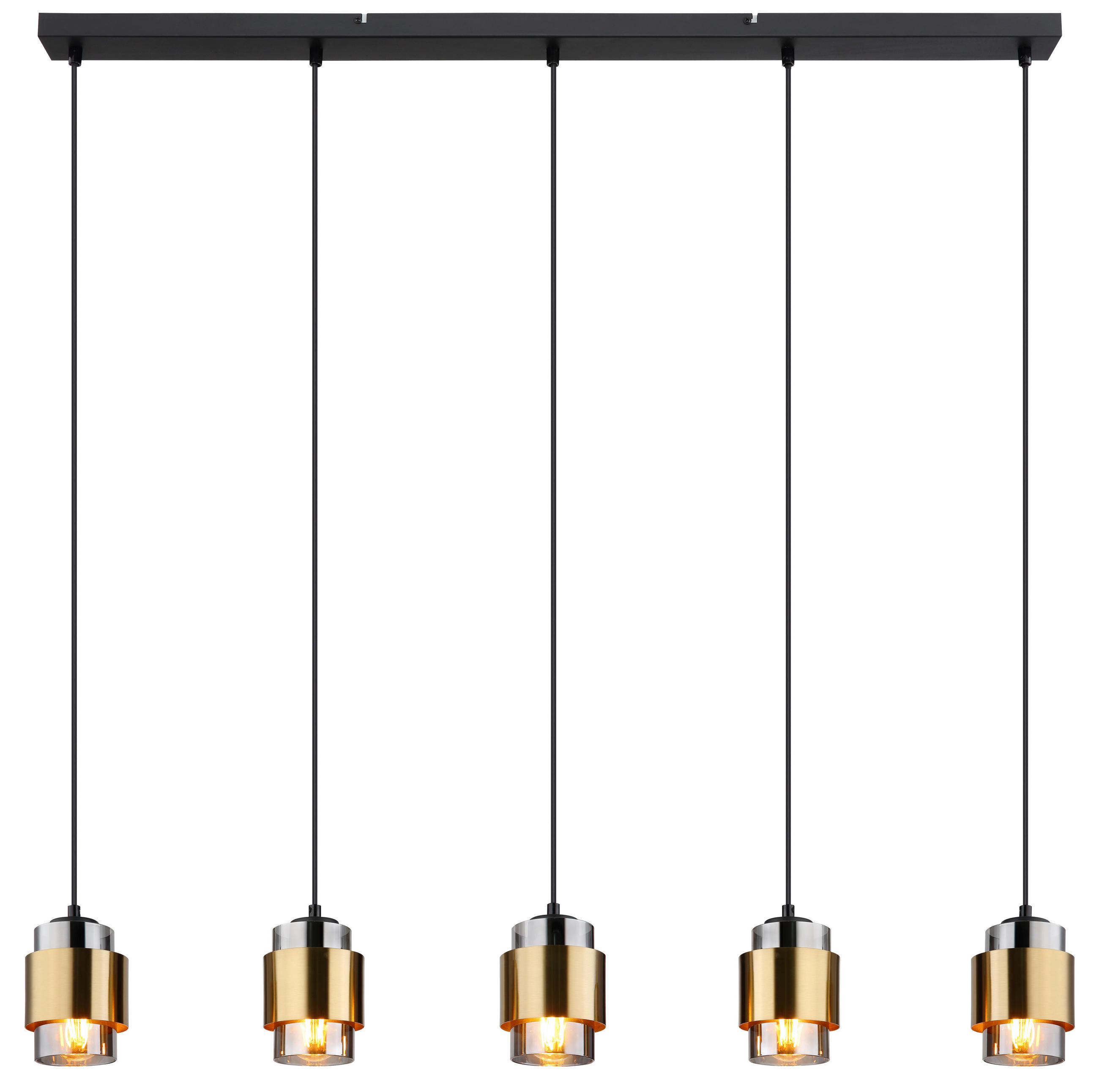 HÄNGELEUCHTE 105/10/150 cm    - Messingfarben/Schwarz, Design, Glas/Metall (105/10/150cm) - Globo
