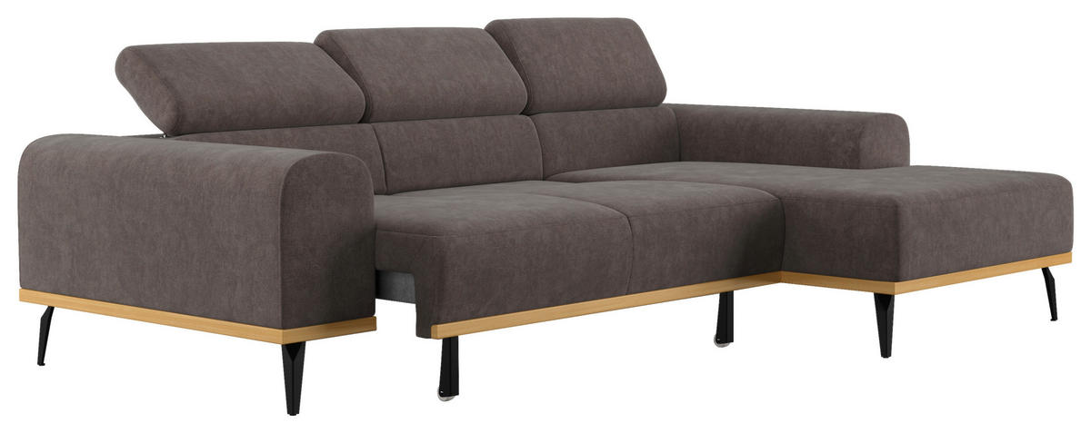 ECKSOFA Anthrazit Mikrofaser  - Anthrazit/Schwarz, KONVENTIONELL, Textil/Metall (244/157cm) - Cotta