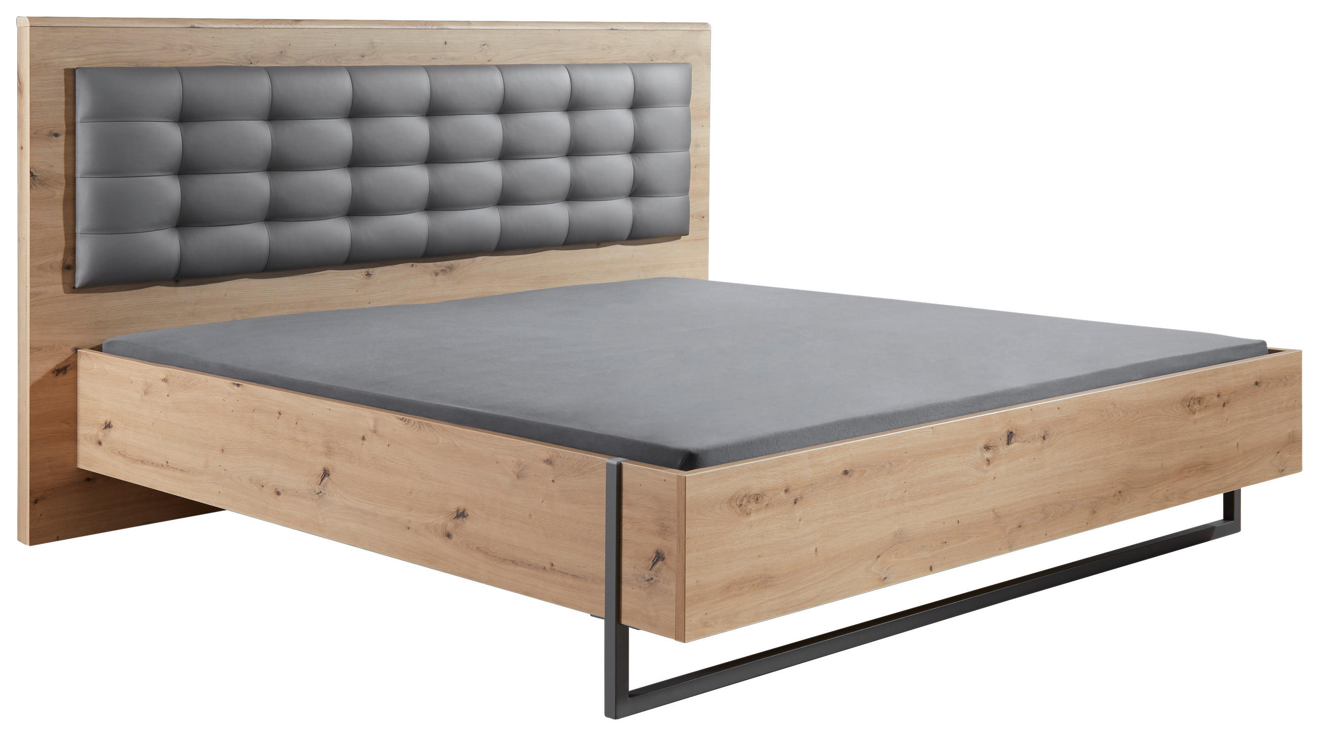 BETT 180/200 cm  in Grau, Eiche Artisan  - Eiche Artisan/Grau, Design, Holzwerkstoff/Kunststoff (180/200cm) - Hom`in