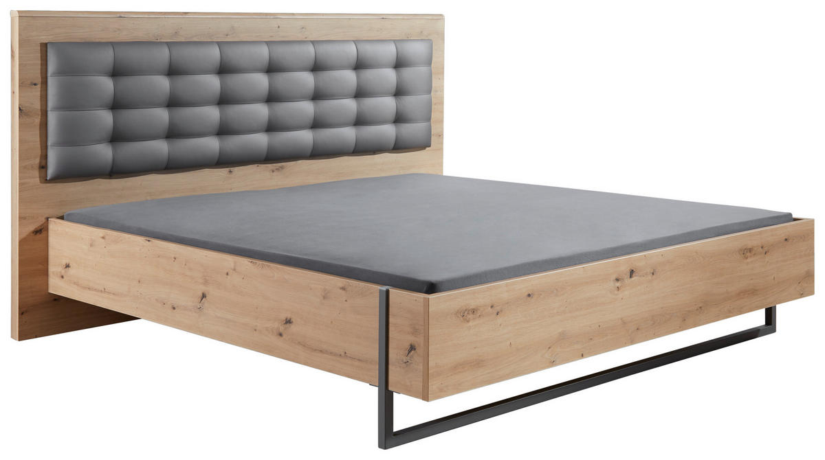 BETT 180/200 cm  in Grau, Eiche Artisan  - Eiche Artisan/Grau, Design, Holzwerkstoff/Kunststoff (180/200cm) - Hom`in