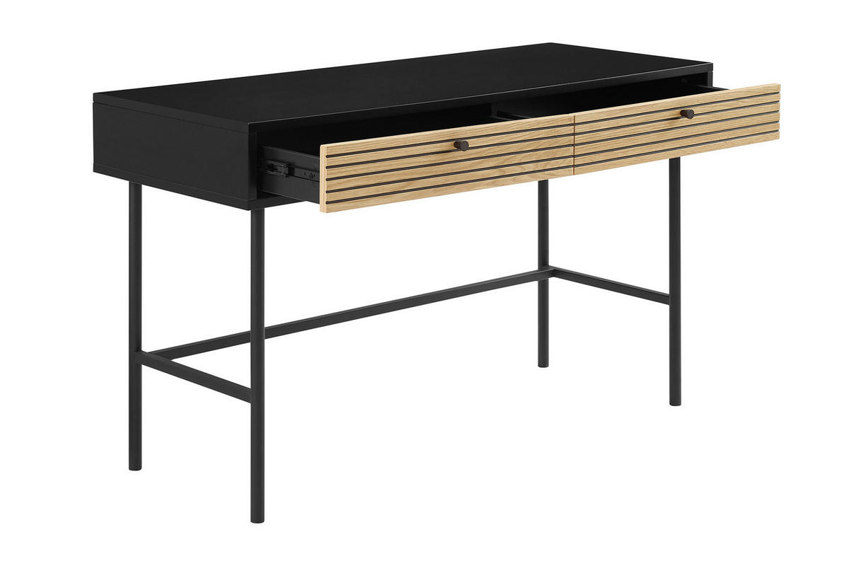 SCHREIBTISCH 120/50/75 cm  in Schwarz, Eichefarben  - Eichefarben/Schwarz, Design, Holz/Holzwerkstoff (120/50/75cm) - Livetastic