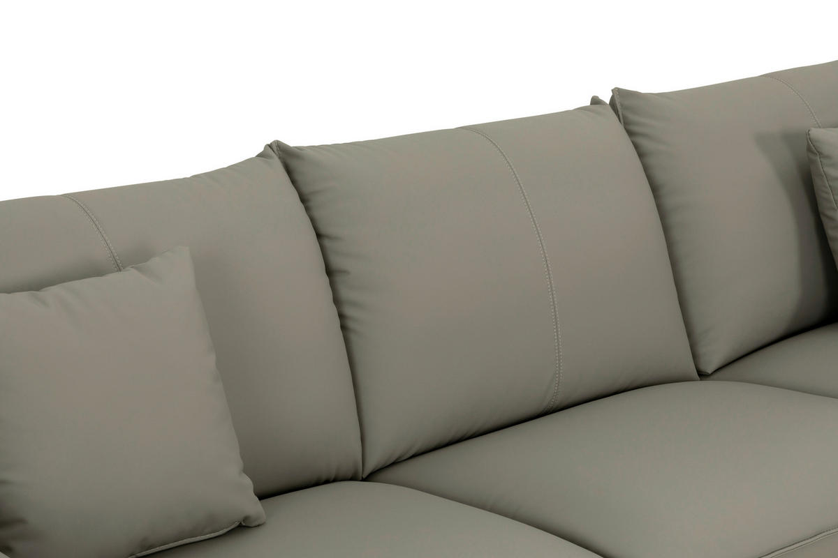 3-SITZER-SOFA inkl. Hocker Lederlook Taupe  - Taupe/Schwarz, Design, Textil/Metall (289/84/92cm) - MID.YOU