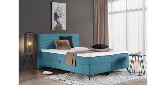 BOXBETT 180/200 cm in Hellblau - Schwarz/Hellblau, Design, Holz/Holzwerkstoff (180/200cm) - Xora