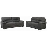 GARNITURA ZA SEDENJE tamnosiva  - tamnosiva/crna, Dizajnerski, tekstil (216/175/97/100cm) - Novel