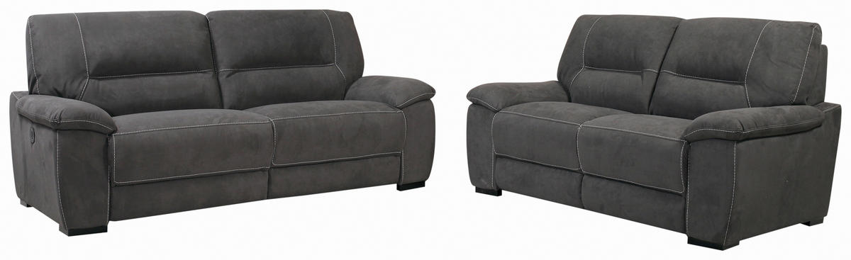 GARNITURA ZA SEDENJE tamnosiva  - tamnosiva/crna, Dizajnerski, tekstil (216/175/97/100cm) - Novel