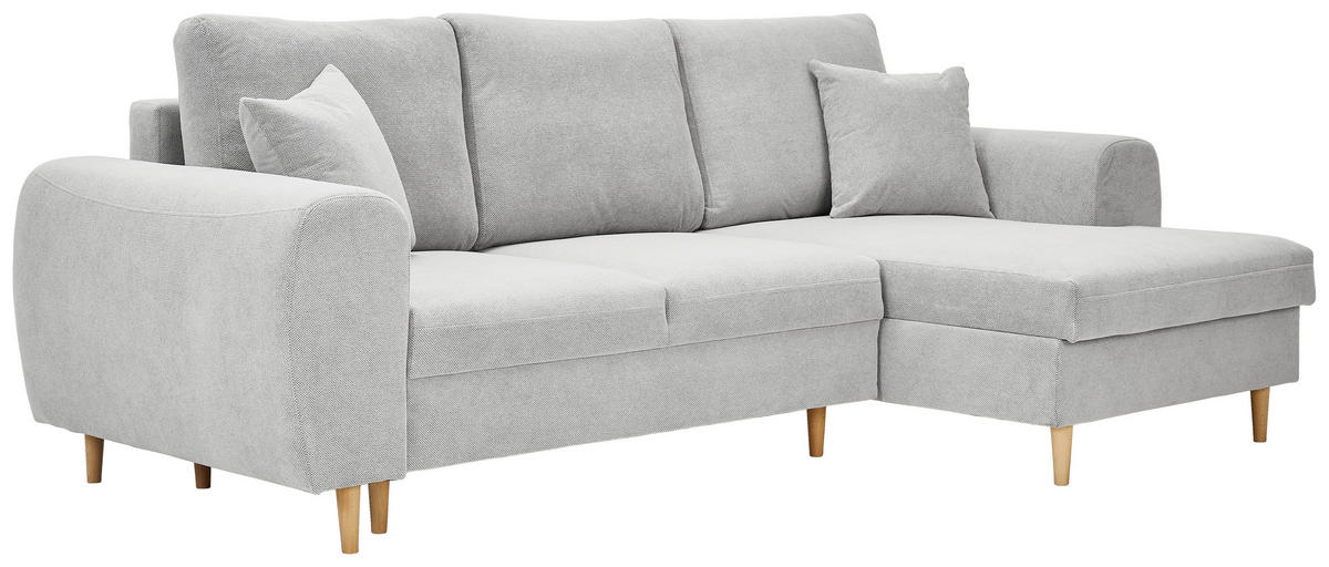 ECKSOFA in Webstoff Creme  - Creme/Naturfarben, Konventionell, Holz/Textil (250/145cm) - MID.YOU