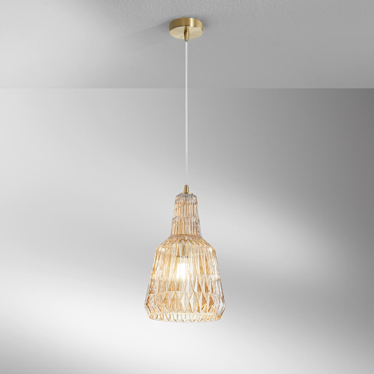 HÄNGELEUCHTE 23/150 cm  - Goldfarben/Bernsteinfarben, Trend, Glas/Metall (23/150cm)