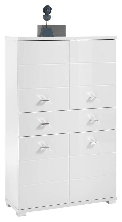 MIDISCHRANK 76/123/31 cm - Weiß Hochglanz/Silberfarben, Basics, Holzwerkstoff/Kunststoff (76/123/31cm) - Livetastic