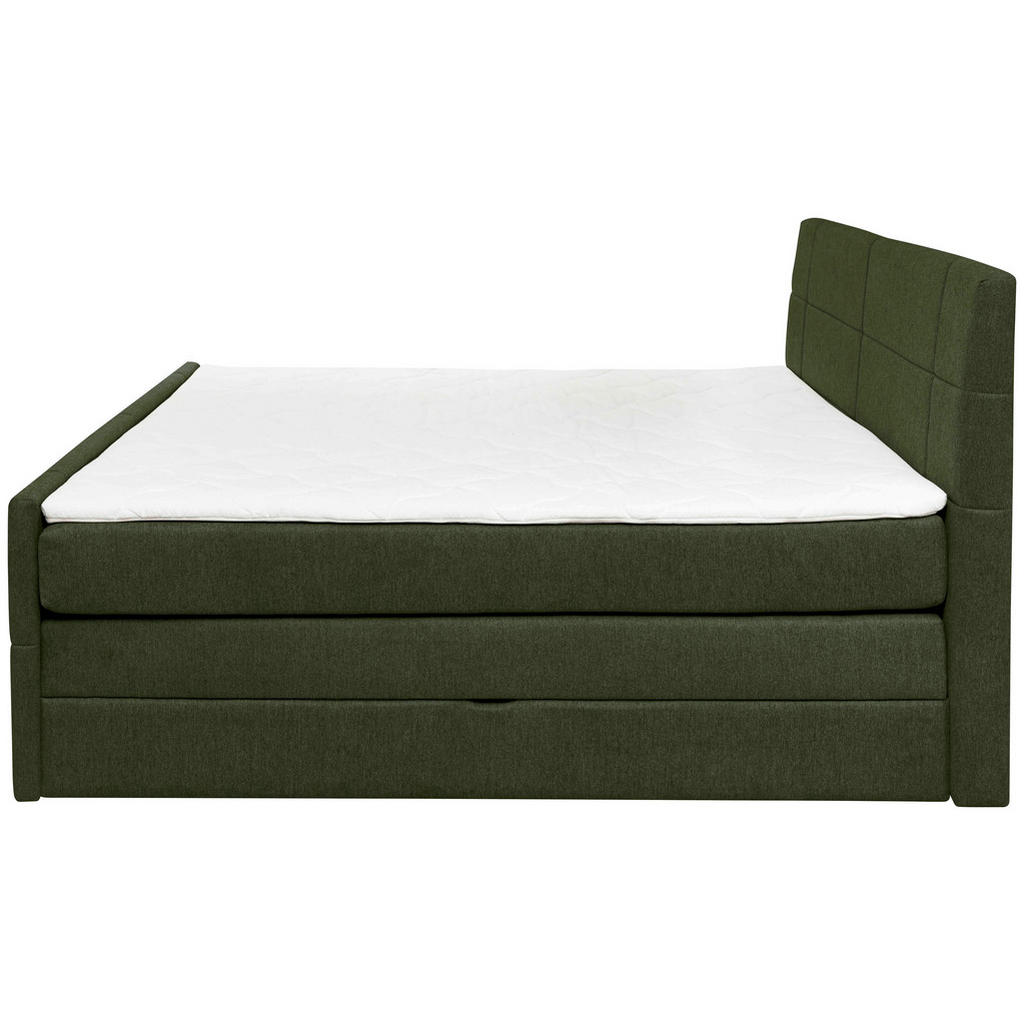 Thumbnail - Carryhome Boxspringbett, Dunkelgrün, Textil, H2 + H3, 7-Zonen, Höhe ca. 18 cm, 180x200 cm, Topper durchgehend, in versch...