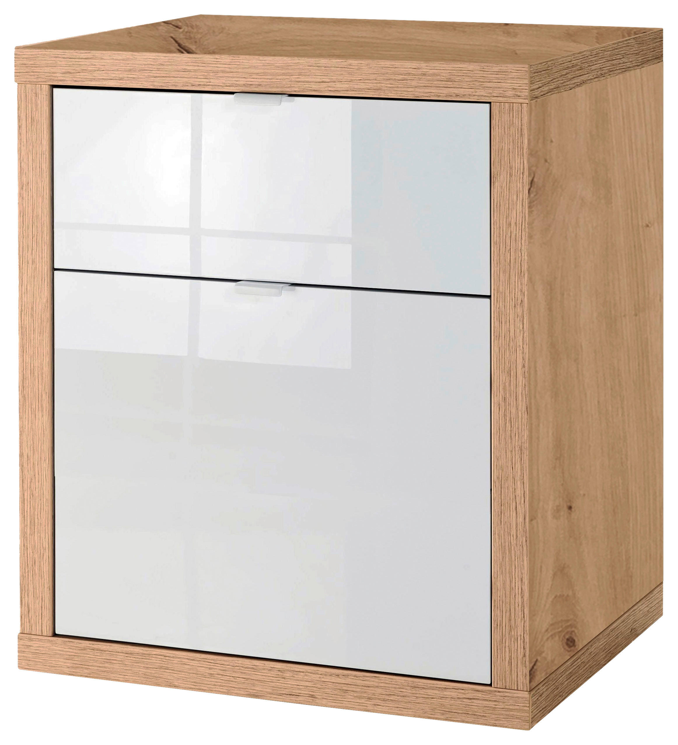ROLLCONTAINER Eiche Artisan, Weiß Hochglanz  - Weiß Hochglanz/Weiß, Design, Holzwerkstoff/Kunststoff (52/65/44cm) - Carryhome