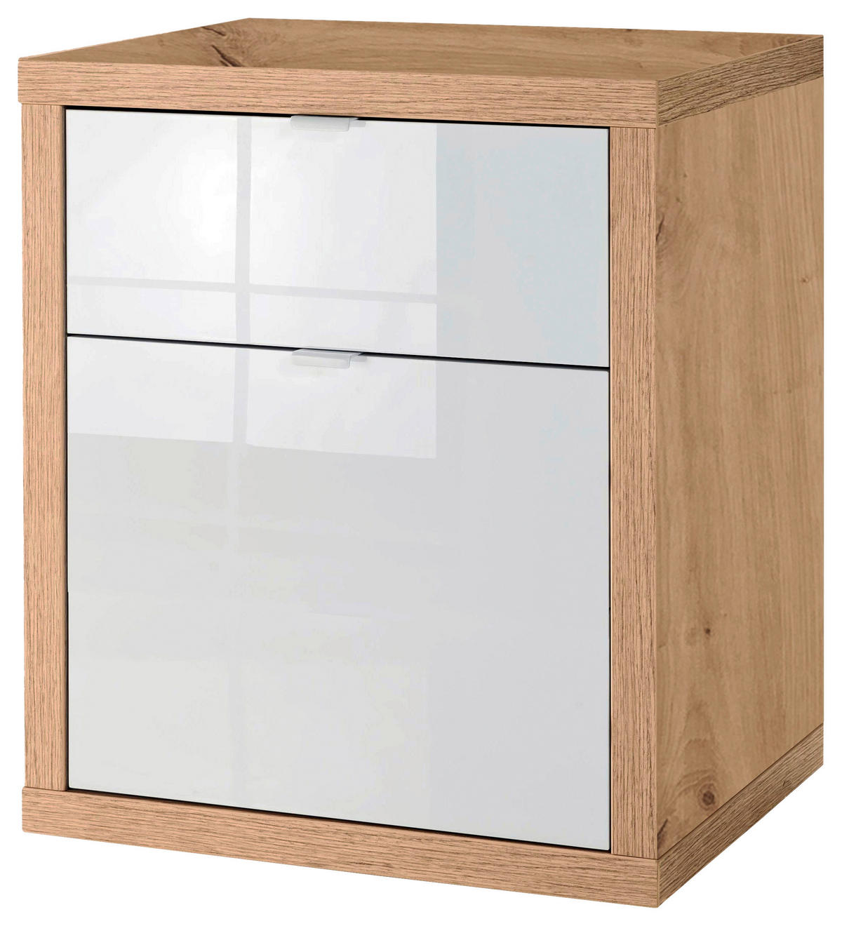 ROLLCONTAINER Eiche Artisan, Weiß Hochglanz  - Weiß Hochglanz/Weiß, Design, Holzwerkstoff/Kunststoff (52/65/44cm) - Carryhome