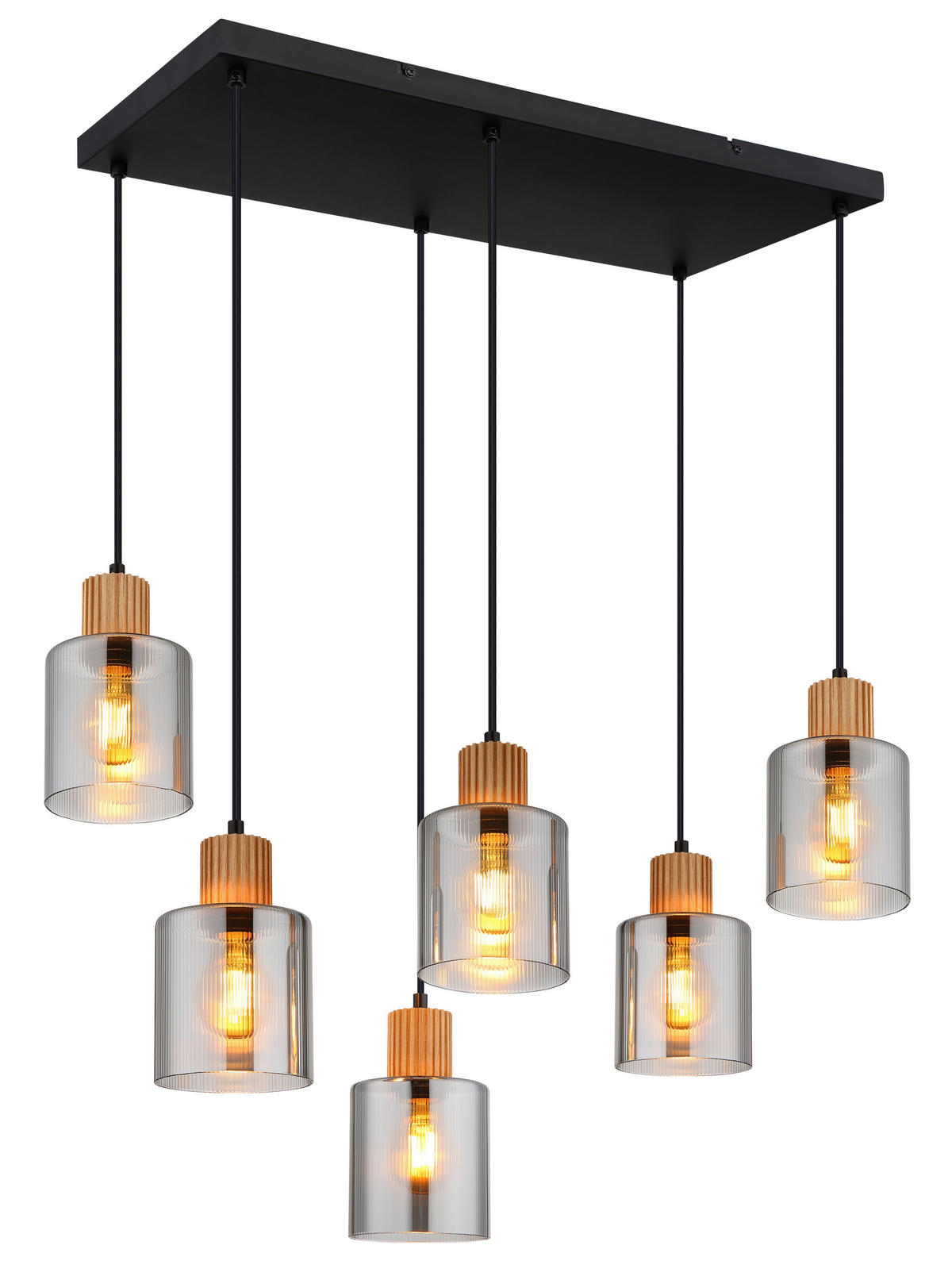 HÄNGELEUCHTE 67/33/120 cm    - Dunkelbraun/Schwarz, Natur, Glas/Holz (67/33/120cm) - Globo