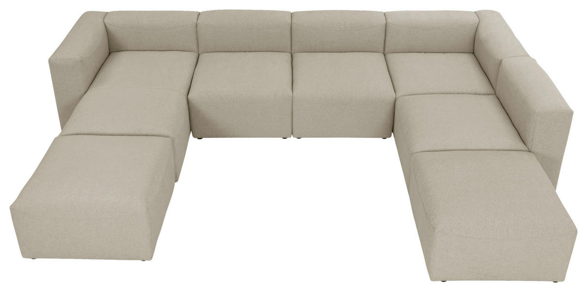 WOHNLANDSCHAFT in Flachgewebe Creme  - Creme, Design, Kunststoff/Textil (235/350/250cm) - Max Winzer