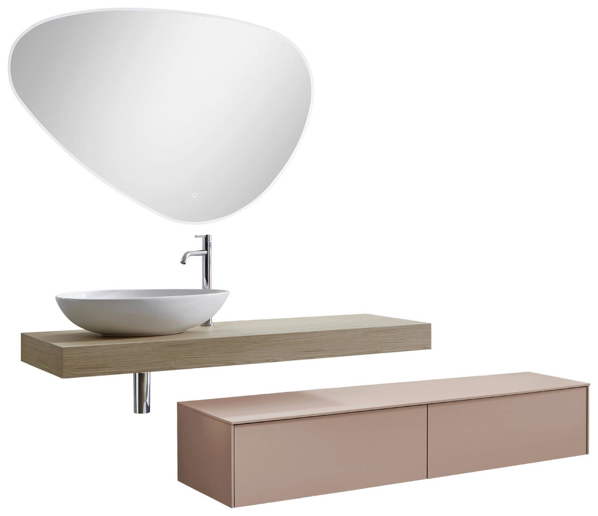 BADEZIMMER 6-teilig  in 162 cm  - Koralle/Eichefarben, MODERN, Keramik/Holzwerkstoff (162cm) - Celina Home