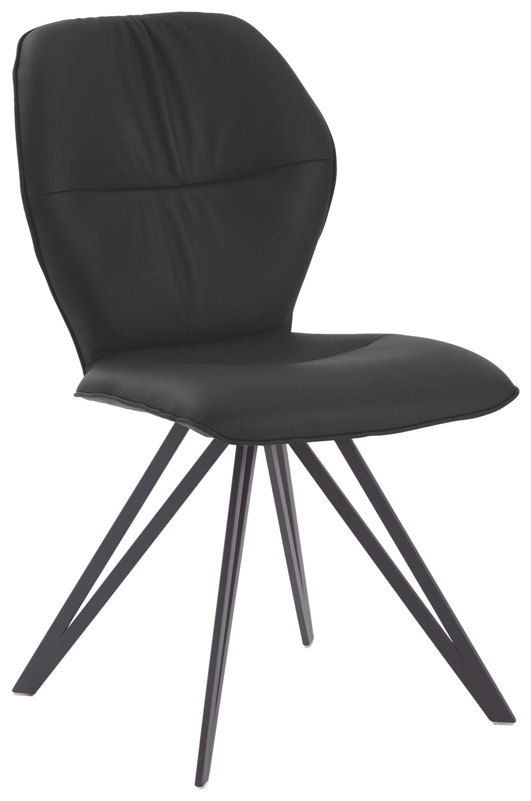 STUHL Echtleder Graphitfarben, Schwarz  - Schwarz/Graphitfarben, Design, Leder/Textil (58/91/59cm) - Valdera