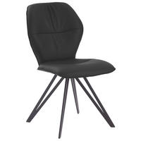 STUHL Echtleder Graphitfarben, Schwarz  - Schwarz/Graphitfarben, Design, Leder/Textil (58/91/59cm) - Valdera