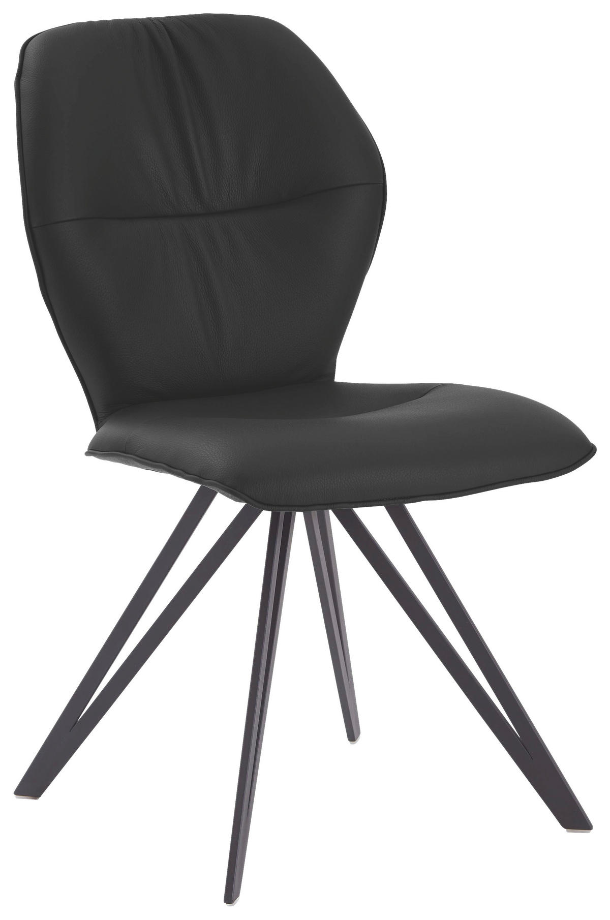 STUHL Echtleder Graphitfarben, Schwarz  - Schwarz/Graphitfarben, Design, Leder/Textil (58/91/59cm) - Valdera