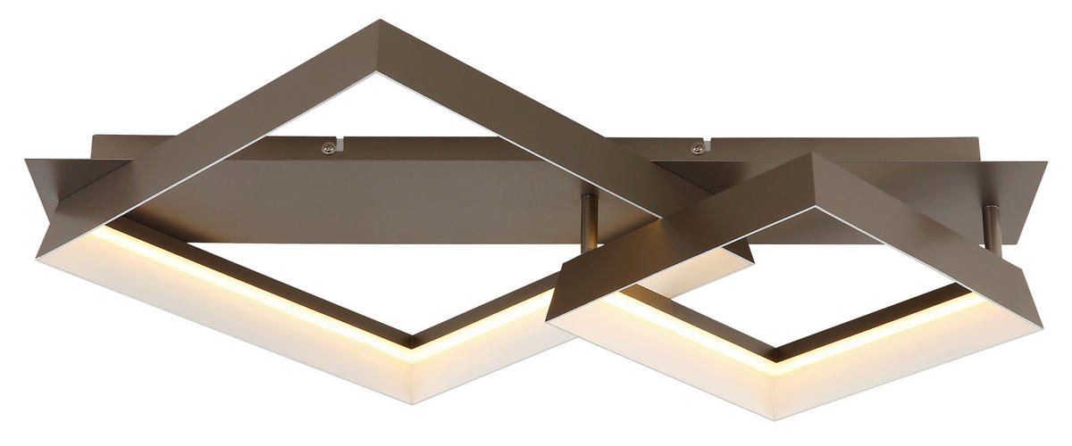 LED-DECKENLEUCHTE 68,5/49,5/12 cm   - Braun/Weiß, Design, Kunststoff/Metall (68,5/49,5/12cm) - Globo