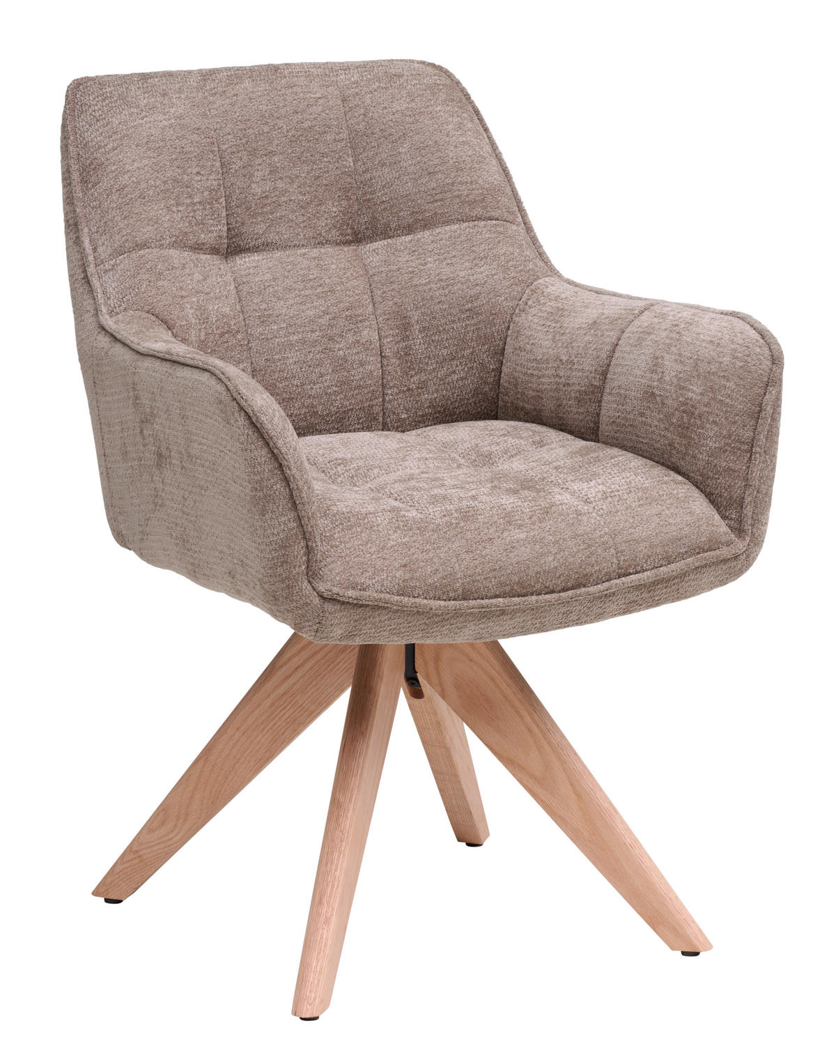 ARMLEHNSTUHL  Sitzfläche 360° drehbar Chenille  - Khaki/Eichefarben, Basics, Holz/Textil (64/85/62cm) - Livetastic