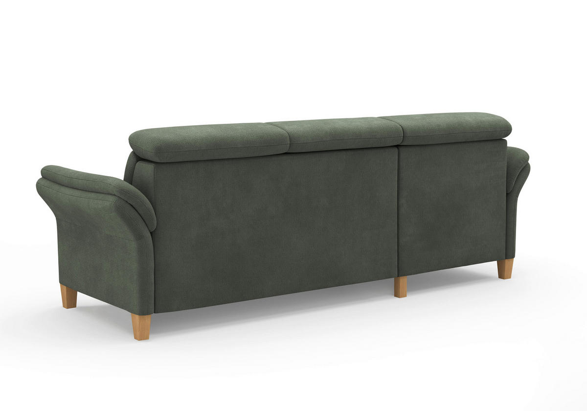 ECKSOFA GLENDALE E Dunkelgrün Flachgewebe  - Dunkelgrün/Eichefarben, KONVENTIONELL, Holz/Textil (166/253cm) - Sit & More