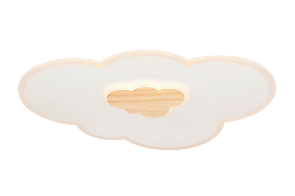LED-TAKLAMPA Chicago 35 W 60/45/6 cm  - vit/naturfärgad, Lifestyle, metall/trä (60/45/6cm) - Novel