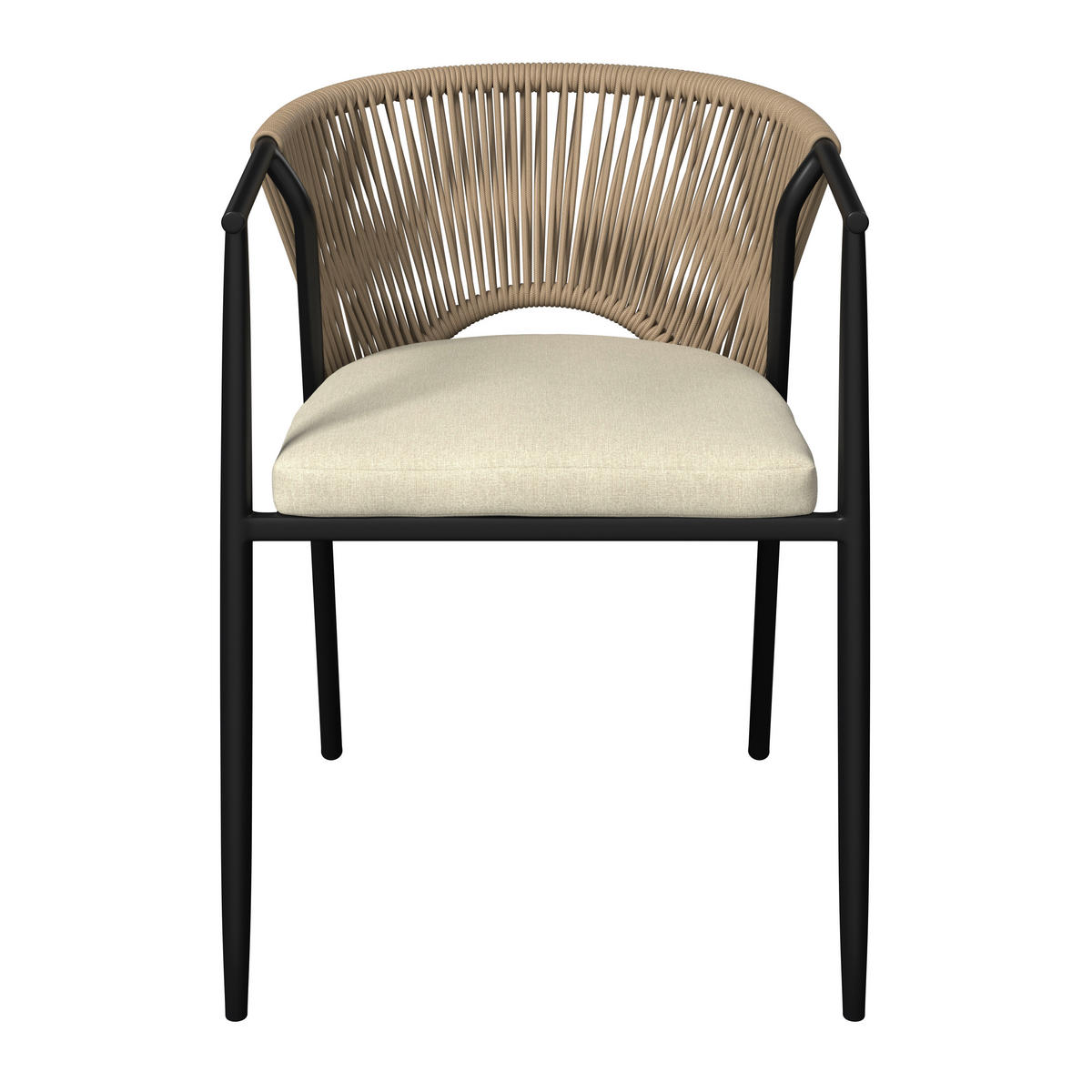 GARTENSTUHL Eisen Beige, Schwarz  - Beige/Schwarz, MODERN, Kunststoff/Textil (58/75/57cm) - Ambia Garden