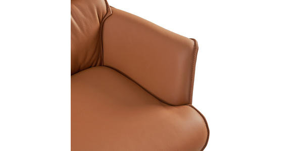 ARMLEHNSTUHL in Aluminium, Eisen Echtleder pigmentiert - Cognac/Schwarz, Design, Leder/Metall (65/92/67,5cm) - Novel