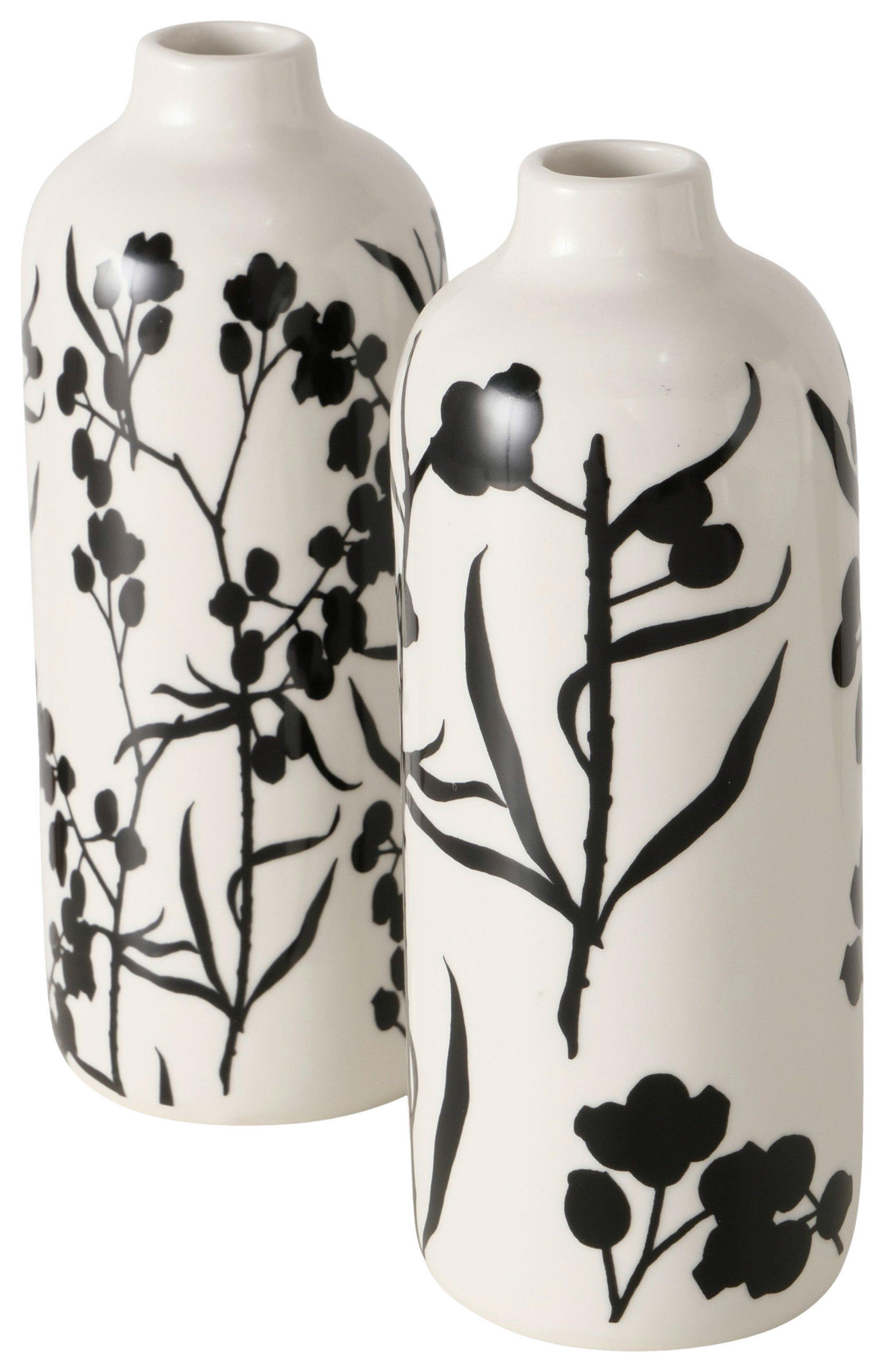 VASE  - Schwarz/Weiß, Trend, Keramik (7,5/18cm)