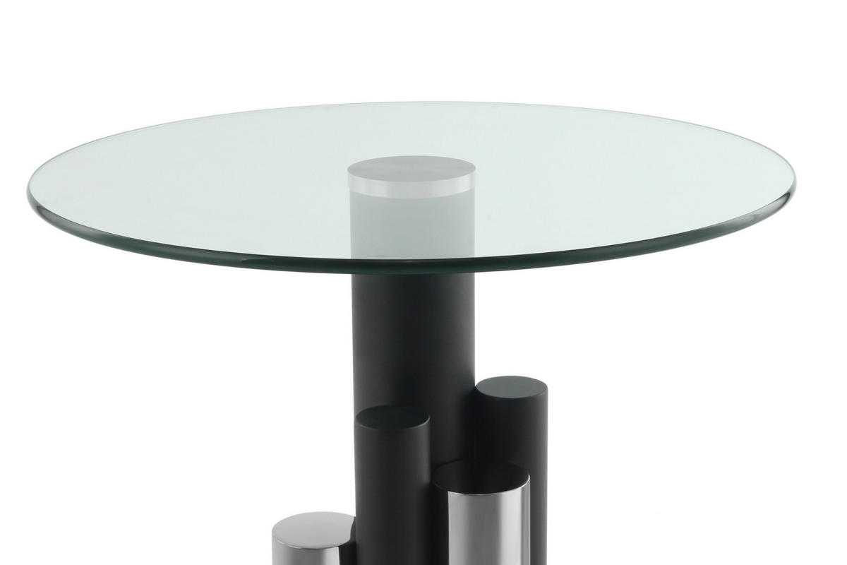 BEISTELLTISCH 46/46/52 cm Silberfarben rund  - Silberfarben, Design, Glas/Metall (46/46/52cm) - Kayoom