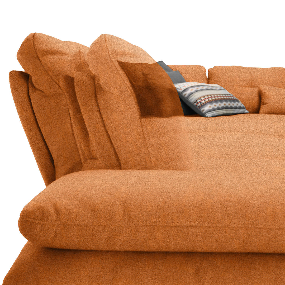 ECKSOFA in Flachgewebe Orange, Rostfarben  - Rostfarben/Schwarz, Design, Textil/Metall (344/271cm) - Chilliano