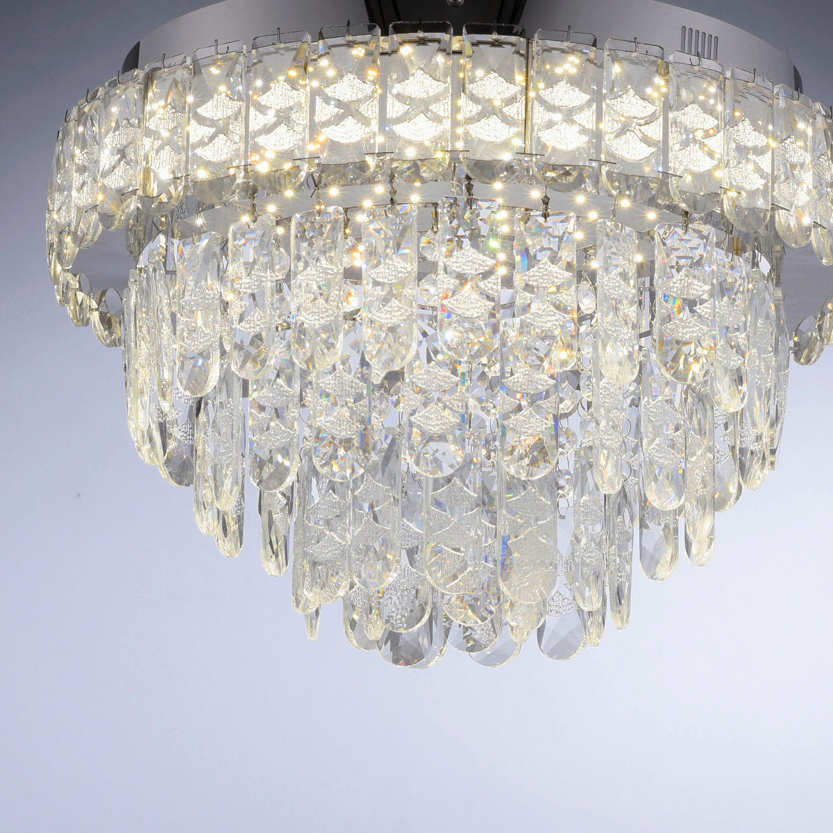 LED-DECKENLEUCHTE 38/38/23 cm   - Chromfarben, KONVENTIONELL, Glas/Kunststoff (38/38/23cm)