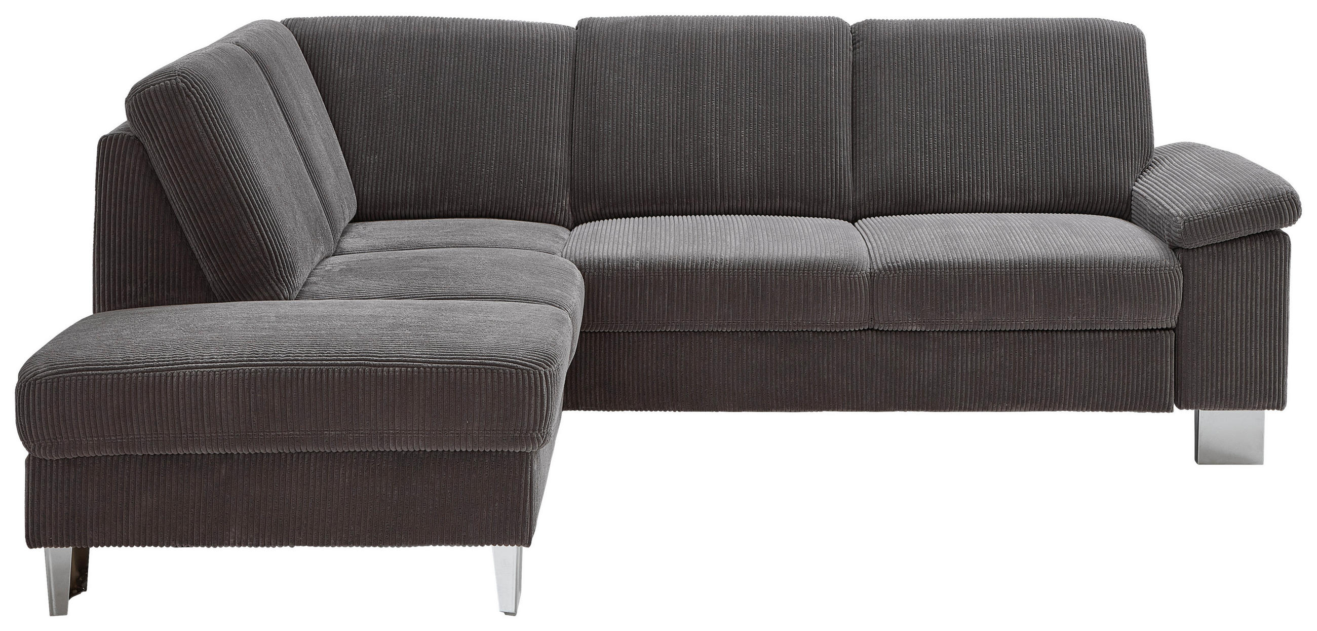 ECKSOFA in Cord Anthrazit  - Edelstahlfarben/Anthrazit, Konventionell, Textil/Metall (200/248cm) - Beldomo System