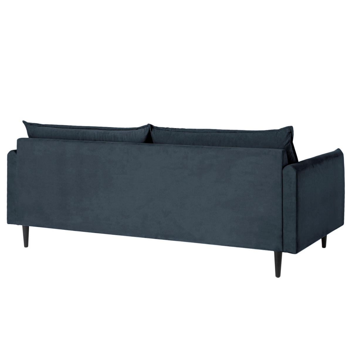 3-SITZER-SOFA JULI Samt Dunkelblau  - Schwarz/Dunkelblau, Design, Holz/Textil (203/86/100cm) - P & B