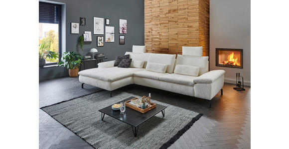 ECKSOFA in Struktur Creme, Naturfarben  - Creme/Schwarz, Design, Textil/Metall (181/341cm) - Dieter Knoll