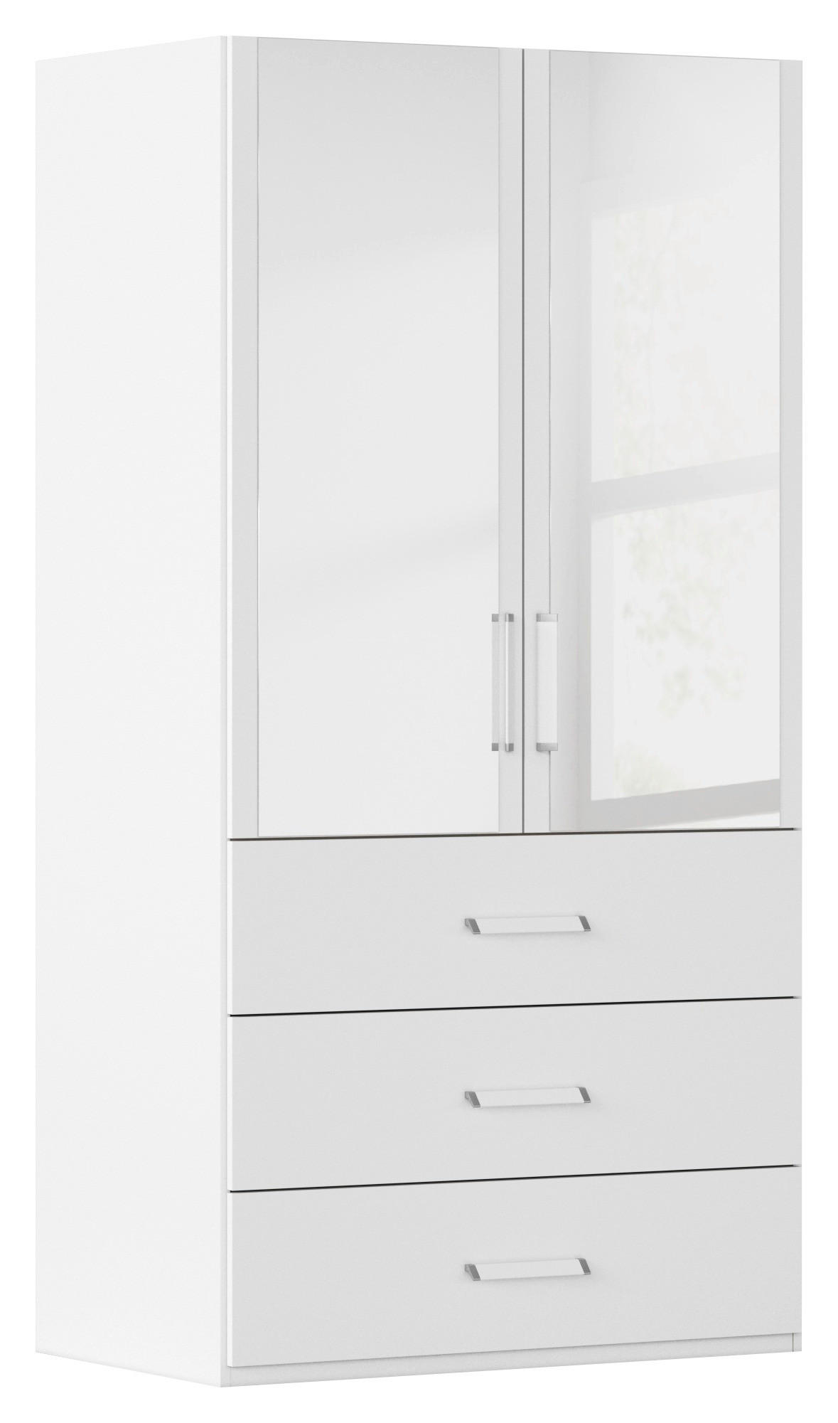 DREHTÜRENSCHRANK 101/197/60 cm 2-türig Weiß  - Weiß, Design, Glas/Holzwerkstoff (101/197/60cm) - Novel