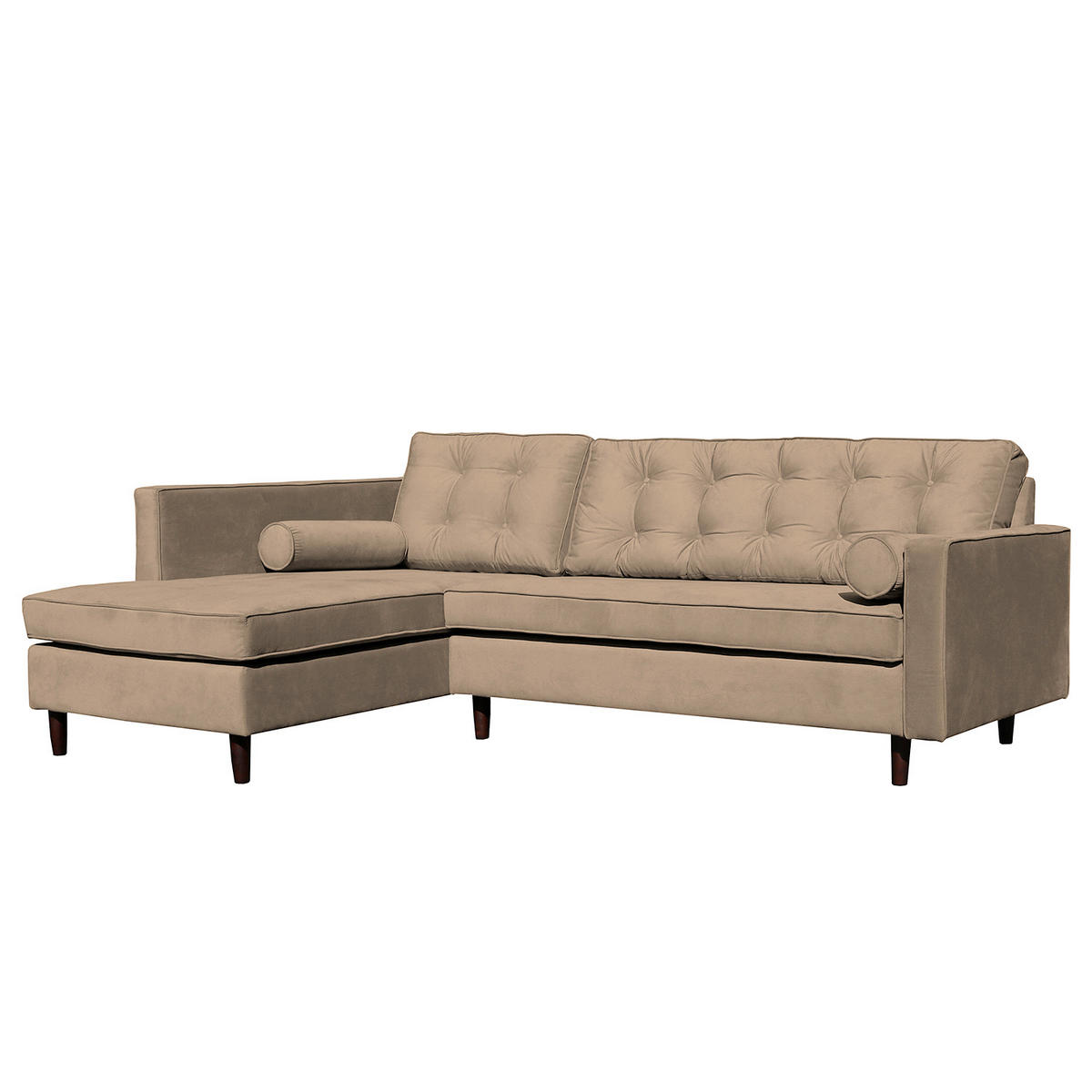 ECKSOFA VANCOUVER Hellbraun Mikrofaser Zierkissen, Rückenkissen  - Hellbraun/Braun, Design, Holz/Textil (169/240cm) - P & B