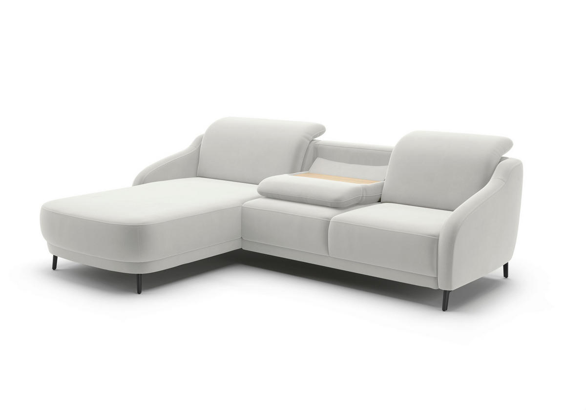 ECKSOFA BLUES V Sandfarben Samt  - Sandfarben/Schwarz, MODERN, Textil/Metall (191/271cm) - Sit & More