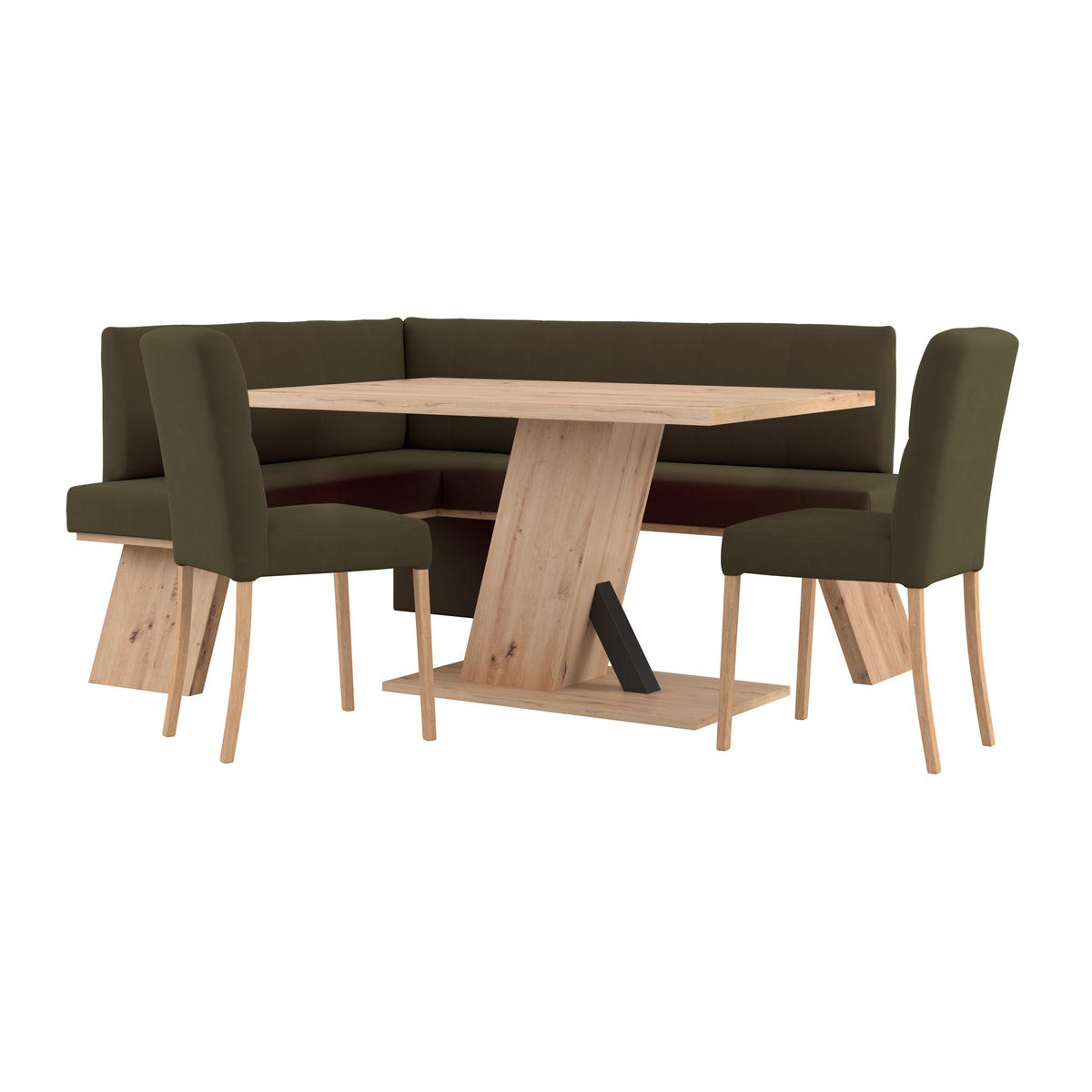 ECKBANK 150/185 cm Webstoff Grün   - Eichefarben/Grün, KONVENTIONELL, Textil (150/185cm) - Livetastic