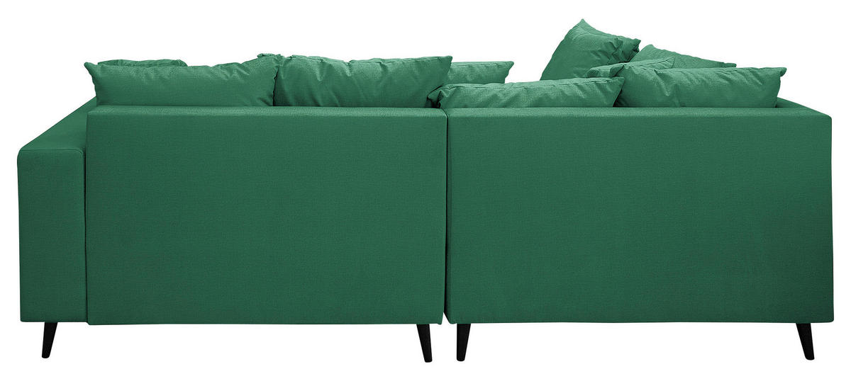 Ecksofa inkl. Hocker in Mikrofaser Grün  - Schwarz/Grün, Design, Holz/Textil (174/247cm) - MID.YOU