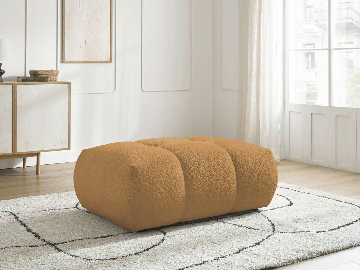 HOCKER FUJI  Bouclé Gelb  - Gelb/Schwarz, MODERN, Kunststoff/Textil (112/44/80cm)