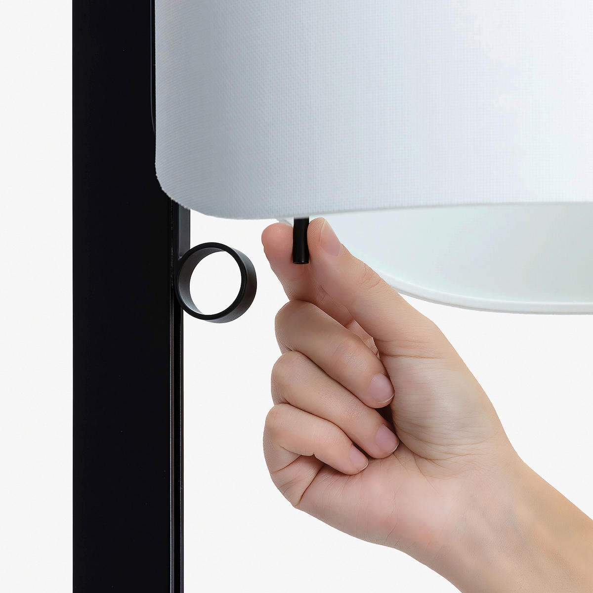 STEHLEUCHTE Minimalistisch 30/40/175 cm  - Schwarz/Grau, Design, Textil/Metall (30/40/175cm) - Faro Barcelona