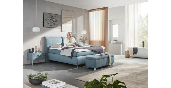 BOXSPRINGBETT 180/200 cm  in Hellblau  - Alufarben/Hellblau, KONVENTIONELL, Textil (180/200cm) - Dieter Knoll