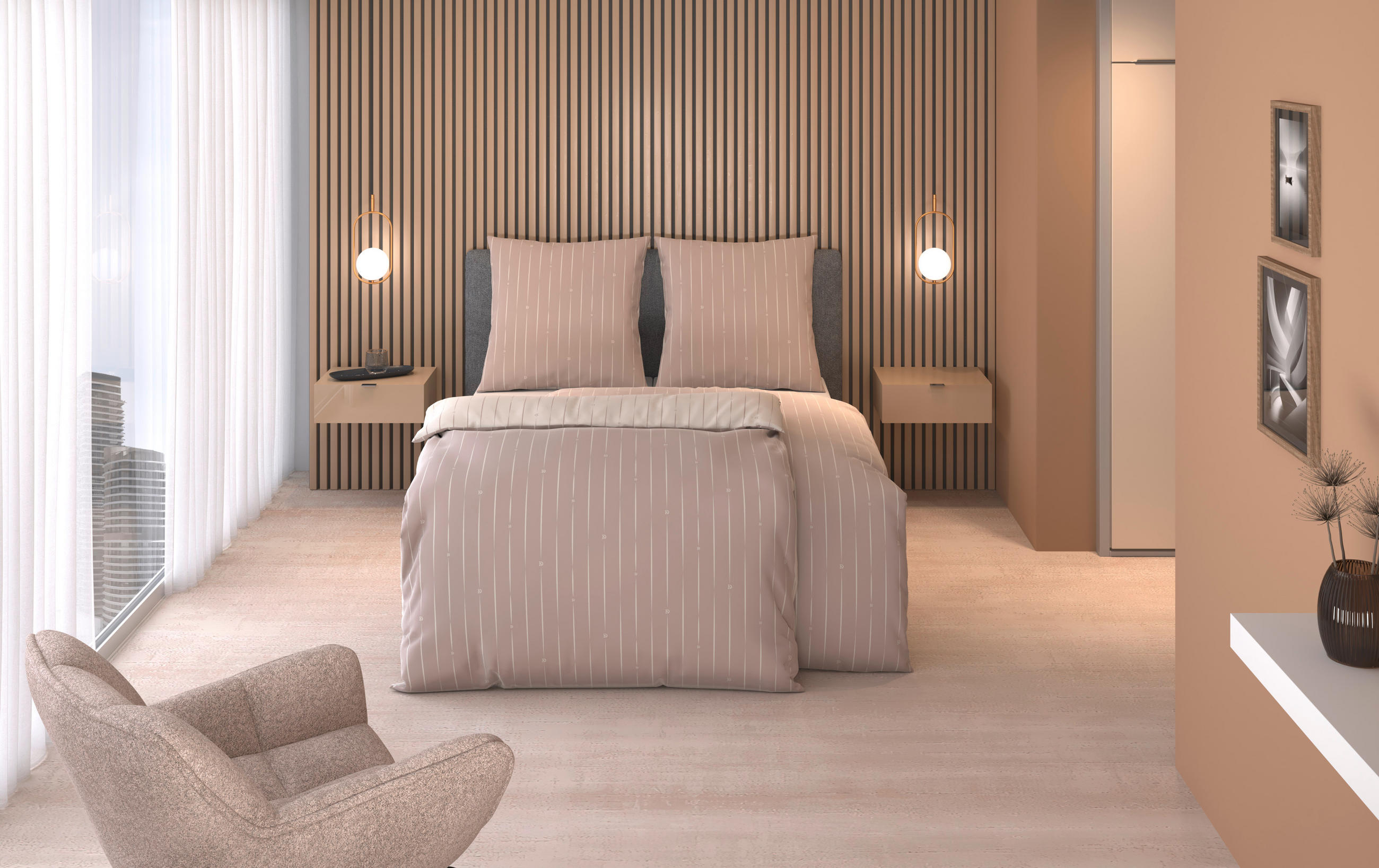 WENDEBETTWÄSCHE STRIPES DK Satin 200/200 cm  - Beige, Design, Textil (200/200cm) - Dieter Knoll