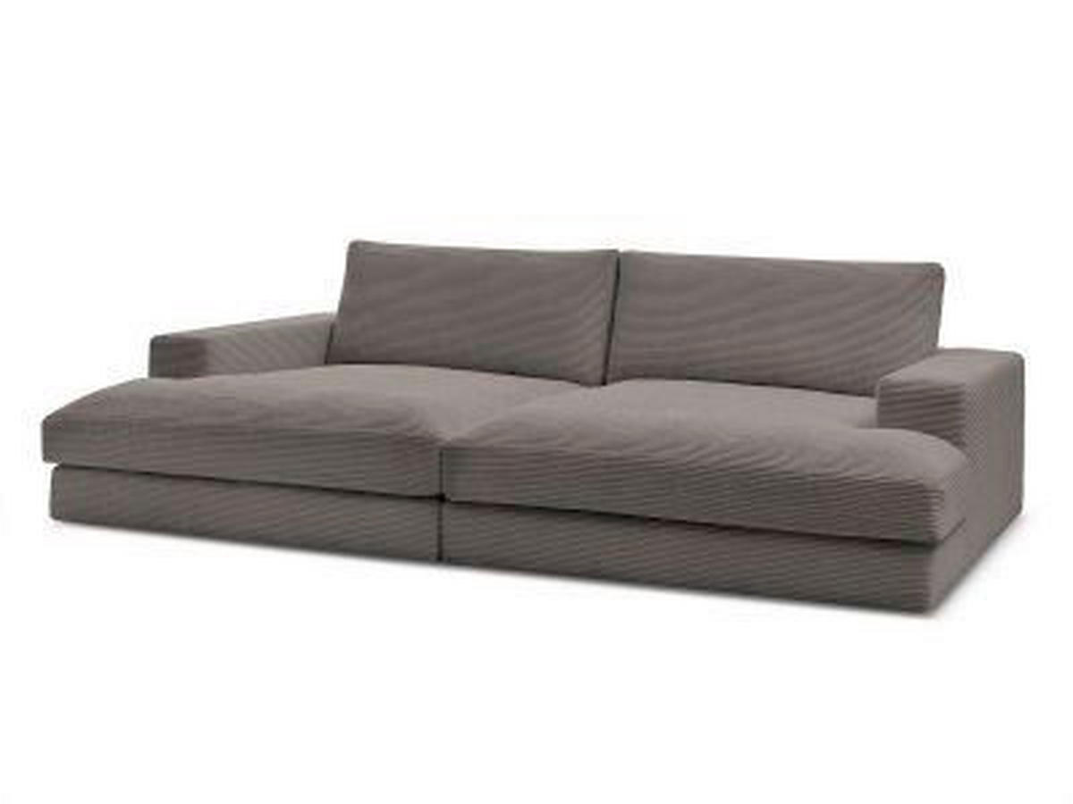 BIGSOFA LEONARD Cord Taupe  - Taupe/Schwarz, MODERN, Kunststoff/Textil (234/77/159cm)