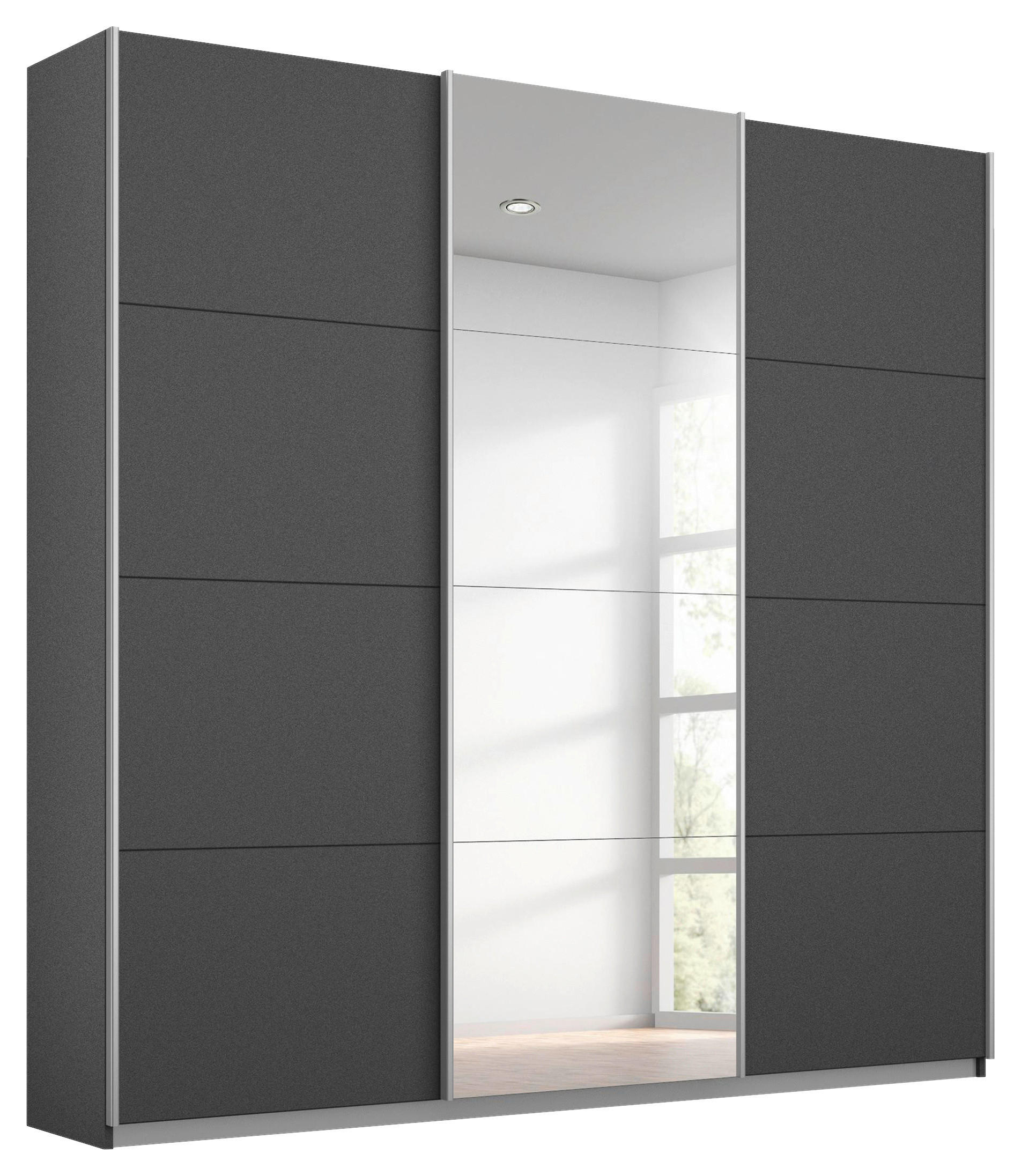 Schwebetürenschrank Mit Spiegel 203cm Miami, Grau